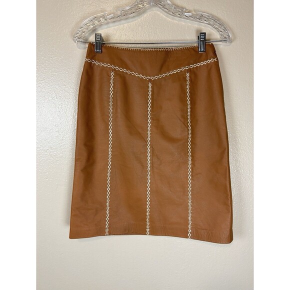 Gap Dresses & Skirts - Gap Khakis 0 Brown Mini Shift Pencil Western Cowgirl 100% Genuine Leather Rodeo